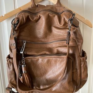 PU leather backpack purse/ diaper bag